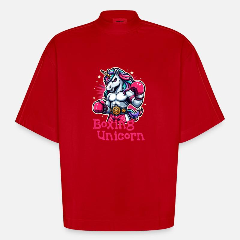 Boxen Einhorn - Heavyweight Oversized Organic Boxy T-Shirt Made in EU - Rot