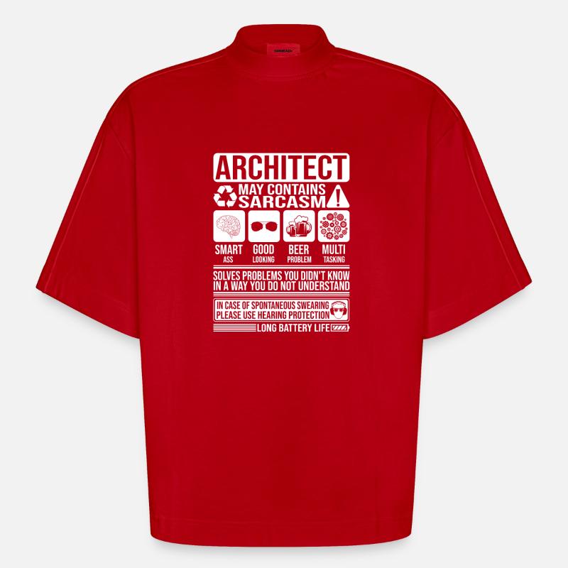 Architecte Sarcasme drôle Cadeau Architecte - T-shirt bio épais oversize Boxy fabriqué en UE - rouge