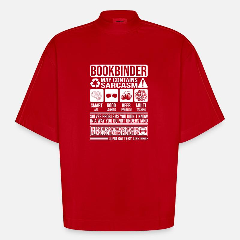 Buchbinder Sarkasmus lustig Geschenk Buchbinder - Heavyweight Oversized Organic Boxy T-Shirt Made in EU - Rot