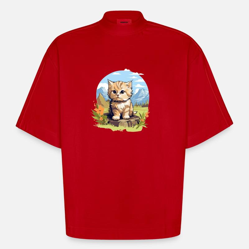 Munchkin Chaton Munchkin Chat - T-shirt bio épais oversize Boxy fabriqué en UE - rouge