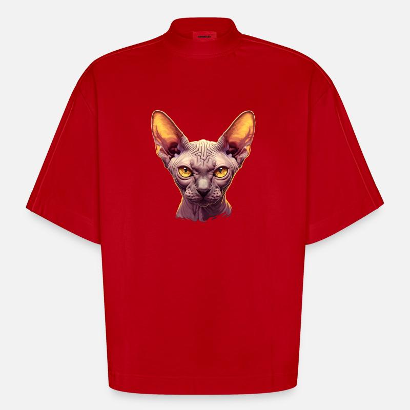 Sphynx Kätzchen Sphynx Katze - Heavyweight Oversized Organic Boxy T-Shirt Made in EU - Rot