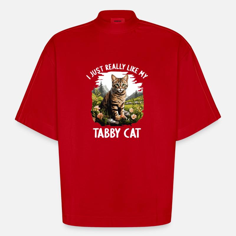 Tabby Kätzchen Tabby Katze - Heavyweight Oversized Organic Boxy T-Shirt Made in EU - Rot