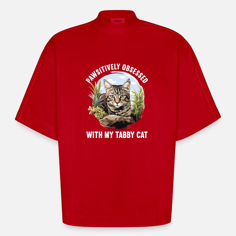 Tabby Kätzchen Tabby Katze - Heavyweight Oversized Organic Boxy T-Shirt Made in EU - Rot
