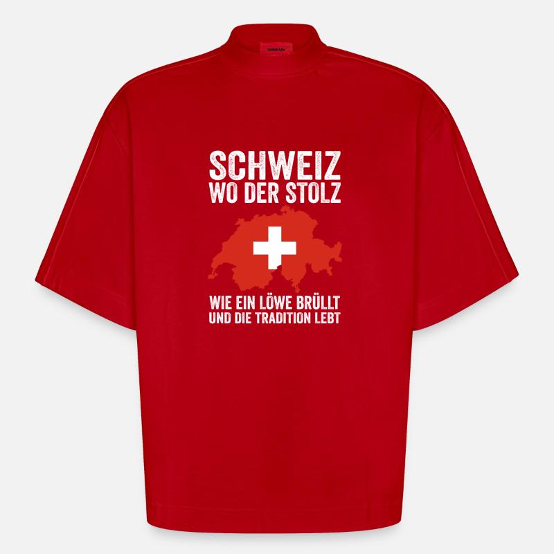 Schweizer Schweiz - Heavyweight Oversized Organic Boxy T-Shirt Made in EU - Rot