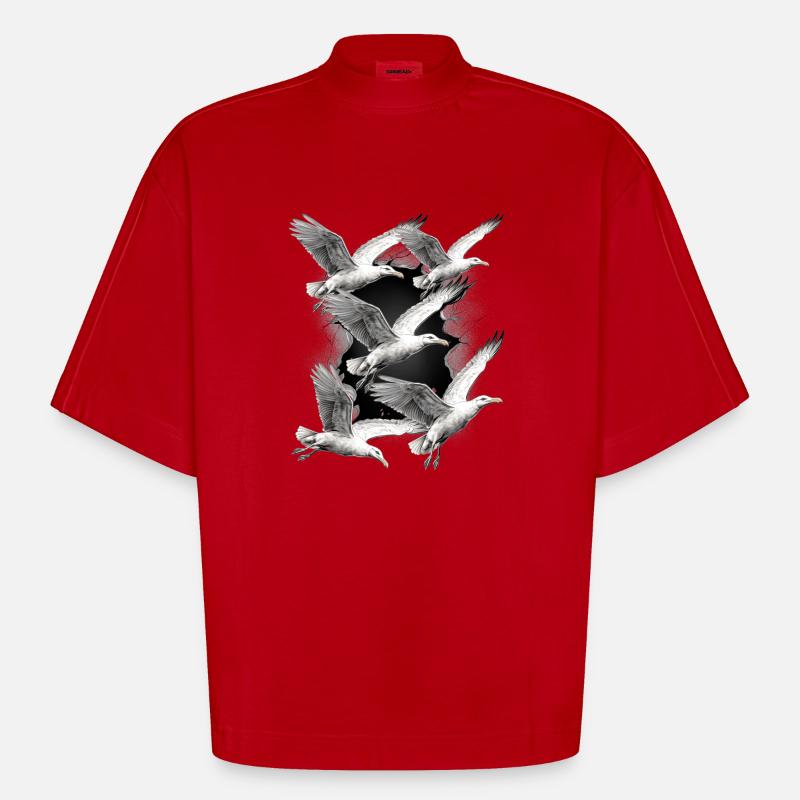 Möwen Möwe Maritim Seevögel - Heavyweight Oversized Organic Boxy T-Shirt Made in EU - Rot