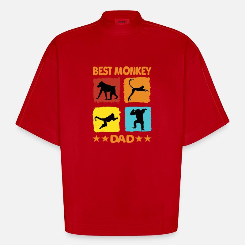 Best Monkey Dad - Heavyweight Oversized Organic Boxy T-Shirt Made in EU - red