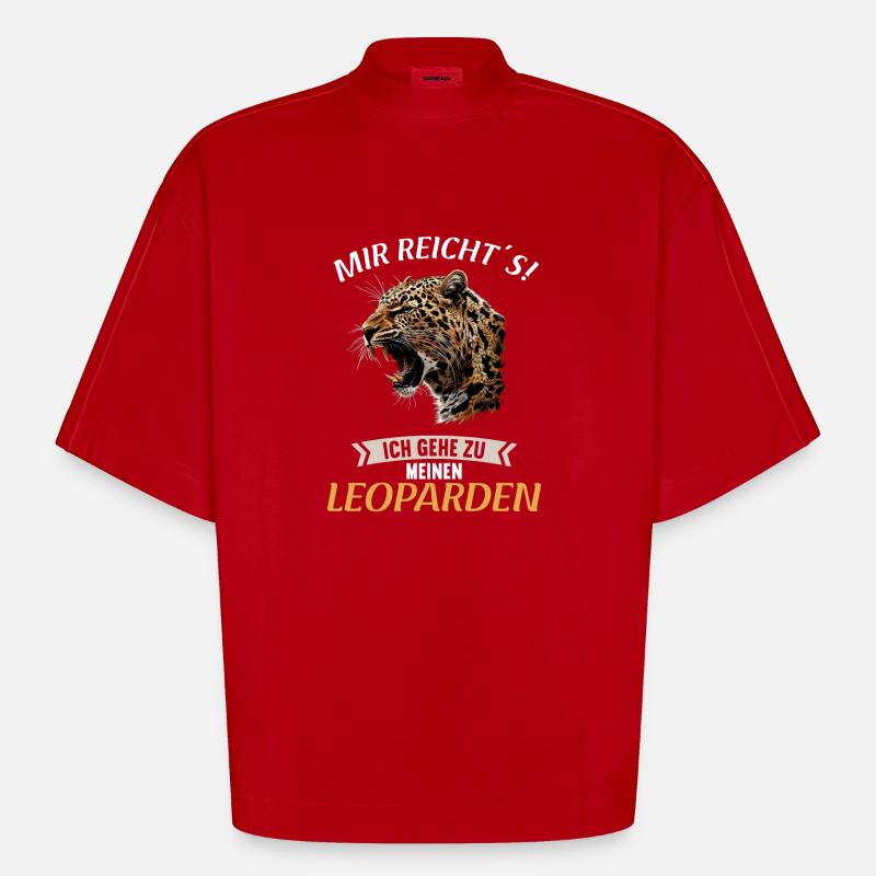 Léopard léopard - T-shirt bio épais oversize Boxy fabriqué en UE - rouge