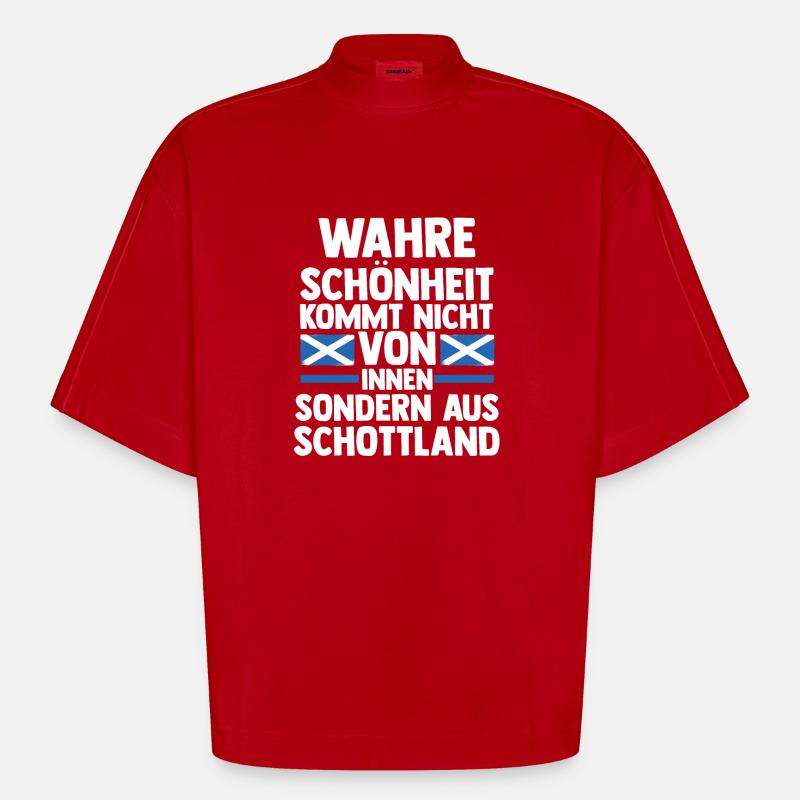 Ecossais Ecosse Ecosse Ecosse - T-shirt bio épais oversize Boxy fabriqué en UE - rouge