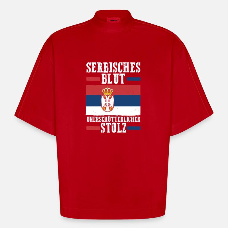 Serben Serbisch Serbien - Heavyweight Oversized Organic Boxy T-Shirt Made in EU - Rot