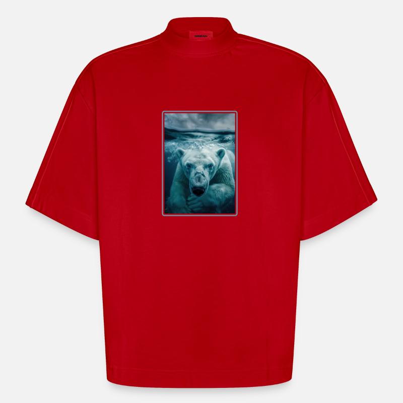 Polar Bear Eisbären Eisbär - Heavyweight Oversized Organic Boxy T-Shirt Made in EU - Rot
