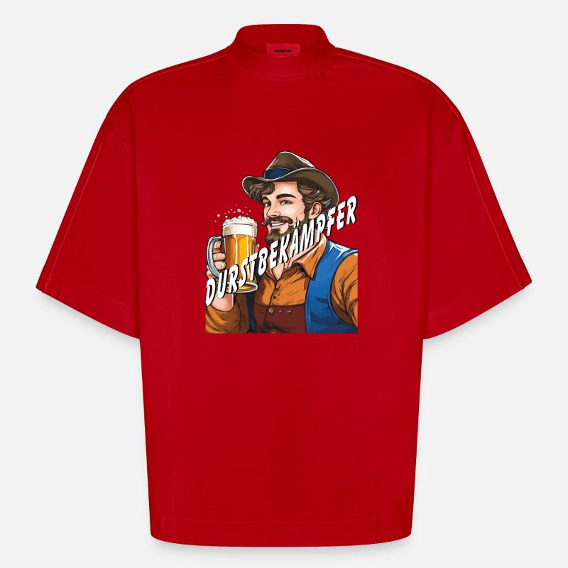 MANN Bier DURSTBEKÄMPFER - Heavyweight Oversized Organic Boxy T-Shirt Made in EU - Rot