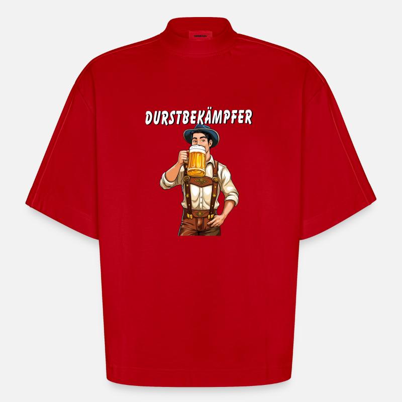 MANN Bier DURSTBEKÄMPFER - Heavyweight Oversized Organic Boxy T-Shirt Made in EU - Rot