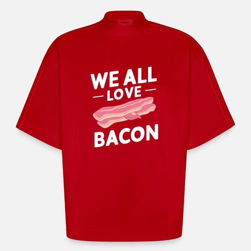 Bacon Petit-déjeuner Bacon - T-shirt bio épais oversize Boxy fabriqué en UE - rouge