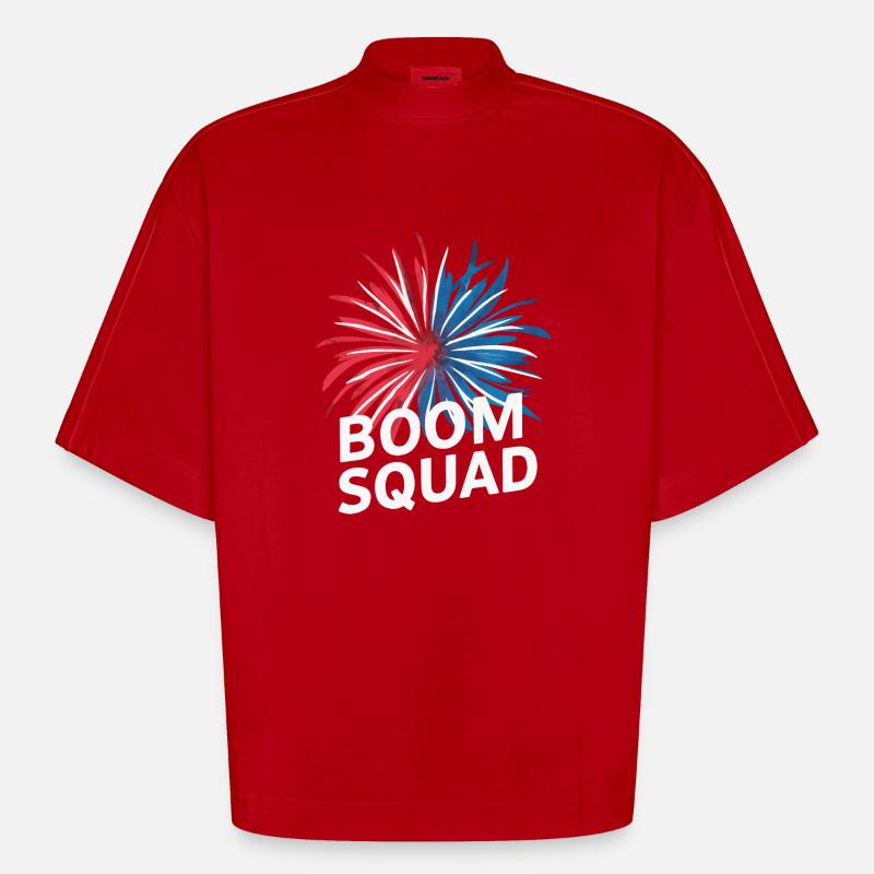 Pyrotechnie Feux d’artifice Pyrotechnie - T-shirt bio épais oversize Boxy fabriqué en UE - rouge