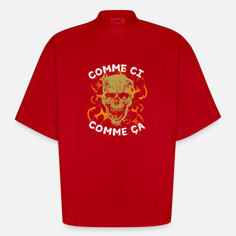 Comme ci comme ça Skull - Heavyweight Oversized Organic Boxy T-Shirt Made in EU - Rot