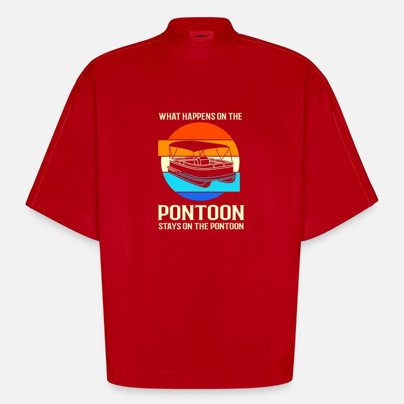 Pontonboot Boot Boote - Heavyweight Oversized Organic Boxy T-Shirt Made in EU - Rot