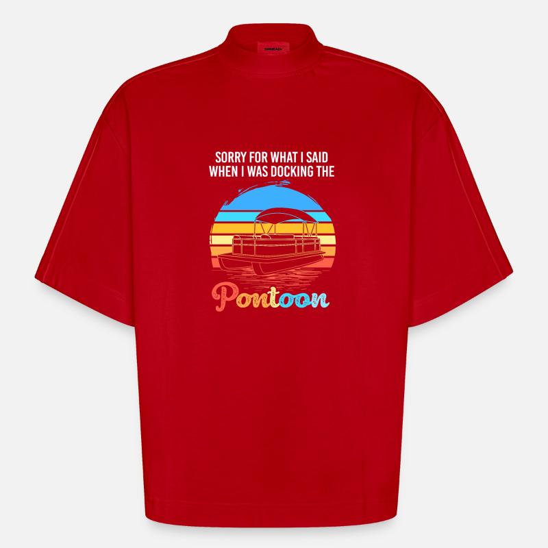 Pontonboot Boot Boote - Heavyweight Oversized Organic Boxy T-Shirt Made in EU - Rot