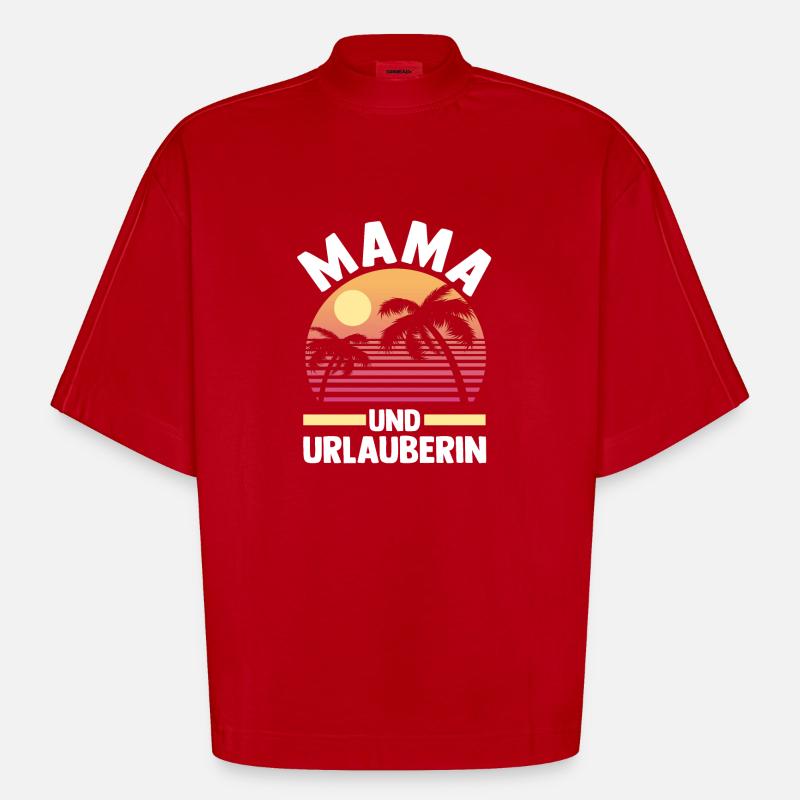Urlaub Urlauberin Mutter Mama - Heavyweight Oversized Organic Boxy T-Shirt Made in EU - Rot