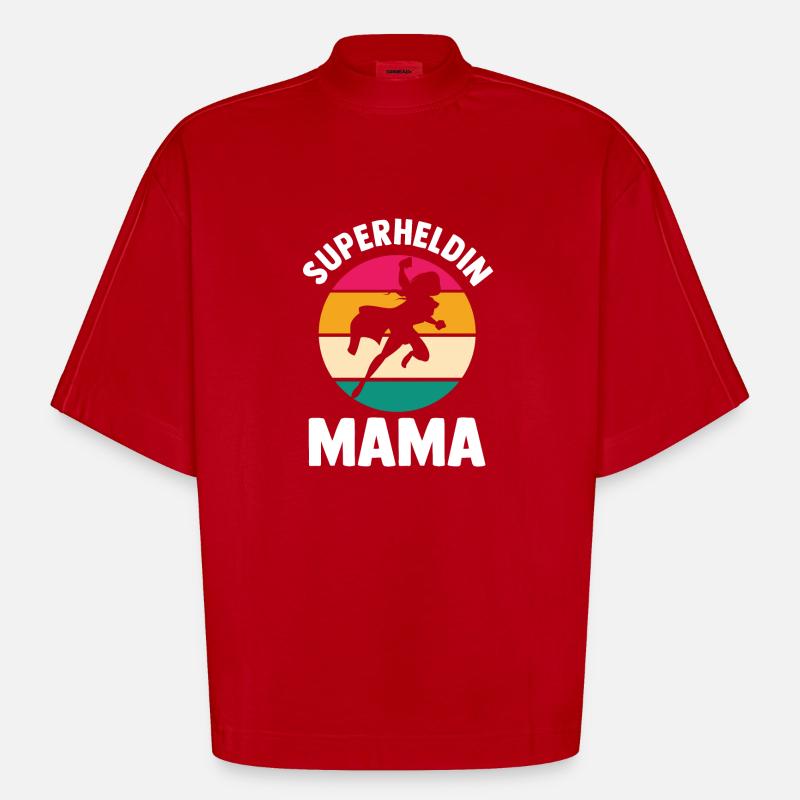 Mutter Superheldin Mama - Heavyweight Oversized Organic Boxy T-Shirt Made in EU - Rot