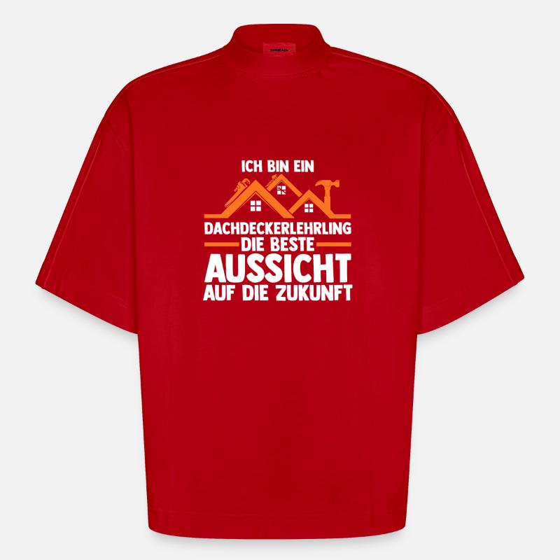 Roofing training apprentice Auzbi roofer - Heavyweight Oversized Organic Boxy T-Shirt Made in EU - red