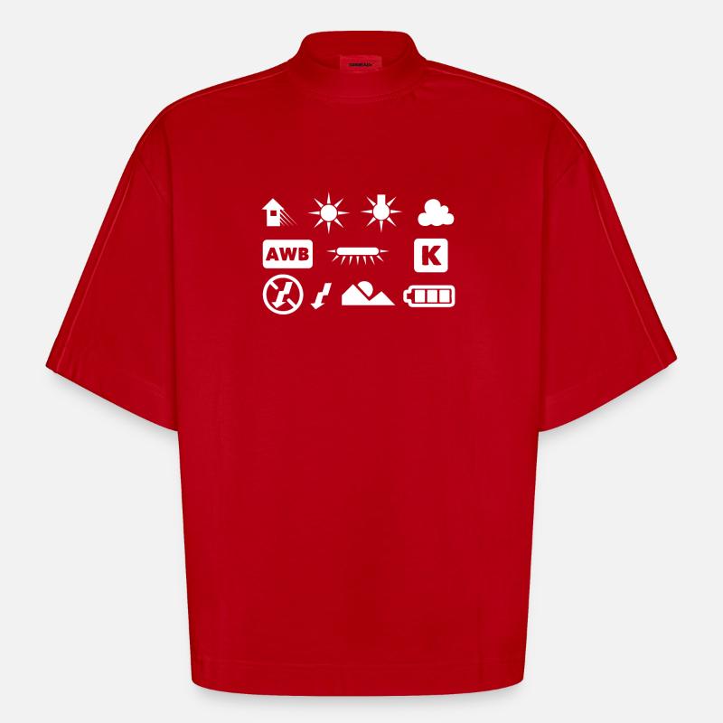 Camera Function Image Photography - Heavyweight Oversized Organic Boxy T-Shirt Made in EU - red