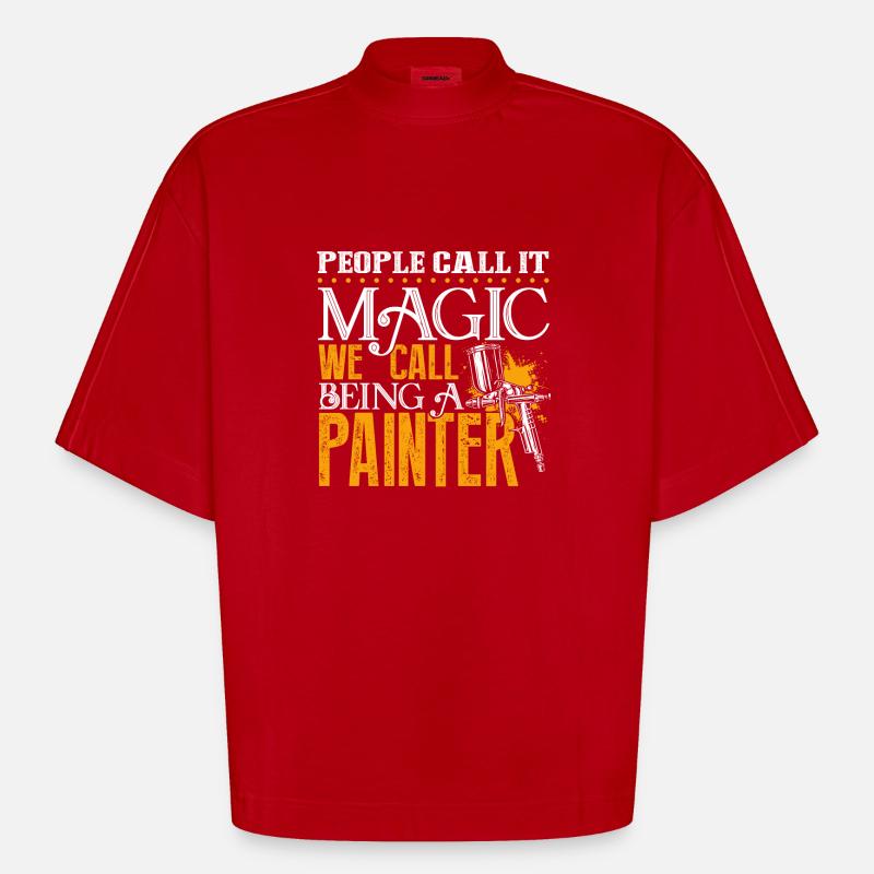 Painter Being A Painter - Heavyweight Oversized Organic Boxy T-Shirt Made in EU - red