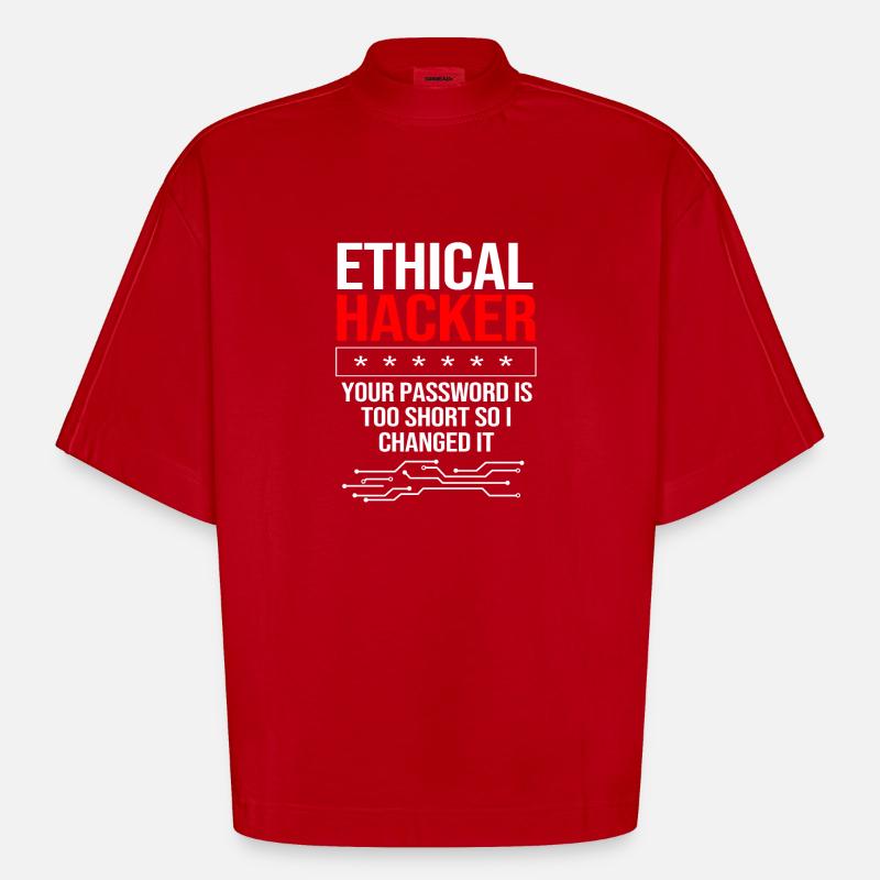 Cybersecurity Cyber Programmierer Hacker - Heavyweight Oversized Organic Boxy T-Shirt Made in EU - Rot