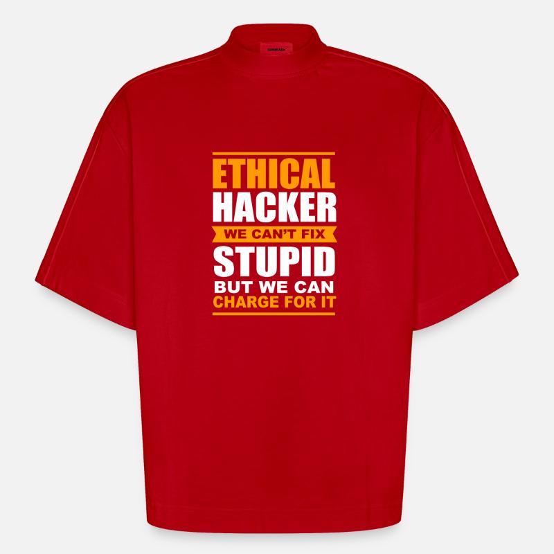 Cybersecurity Cyber Programmierer Hacker - Heavyweight Oversized Organic Boxy T-Shirt Made in EU - Rot
