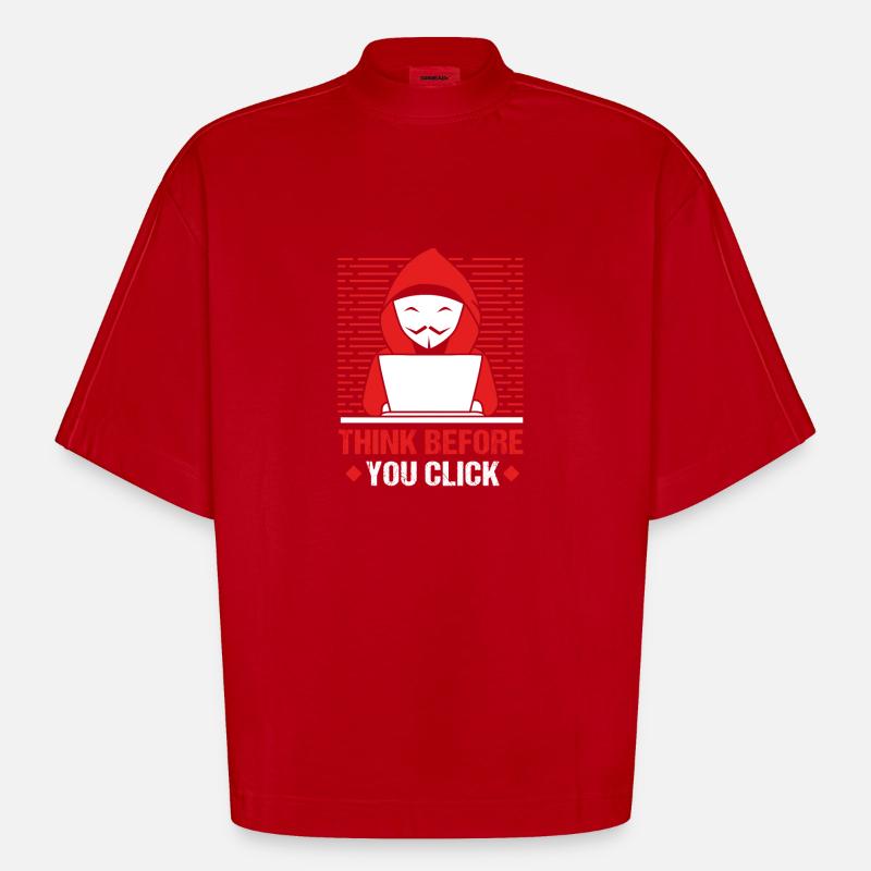 Cyber programmeur cybersécurité Hacker - T-shirt bio épais oversize Boxy fabriqué en UE - rouge