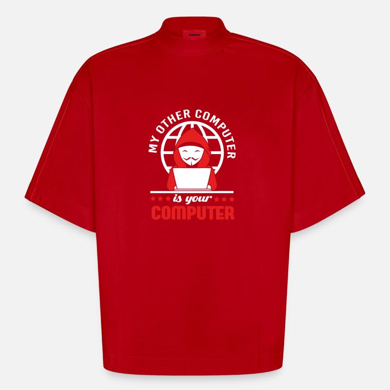 Cyber programmeur cybersécurité Hacker - T-shirt bio épais oversize Boxy fabriqué en UE - rouge