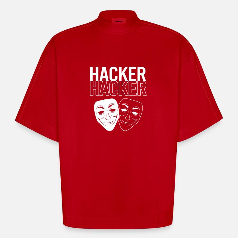 Cybersecurity Cyber Programmer Hacker - Heavyweight Oversized Organic Boxy T-Shirt Made in EU - red