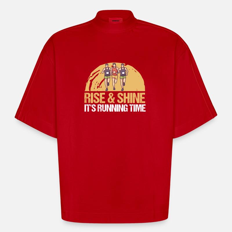 Marathon Courir Temps de course - T-shirt bio épais oversize Boxy fabriqué en UE - rouge