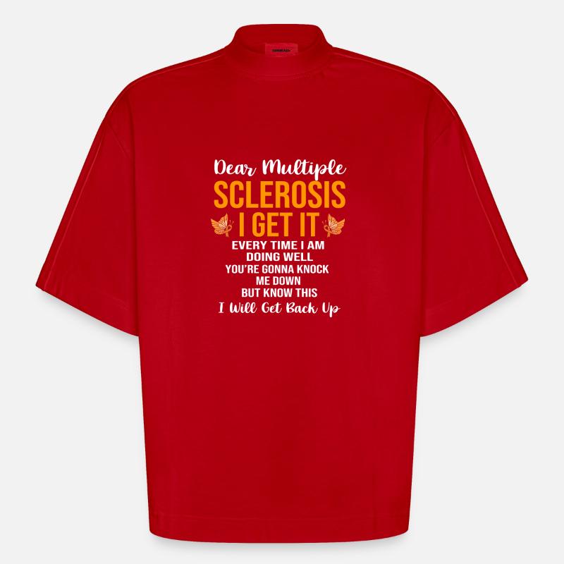 Multiple Sclerosis MS - Heavyweight Oversized Organic Boxy T-Shirt Made in EU - red