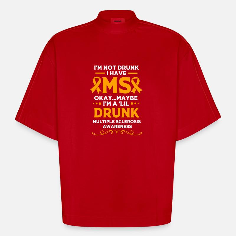 Multiple Sclerosis MS - Heavyweight Oversized Organic Boxy T-Shirt Made in EU - red