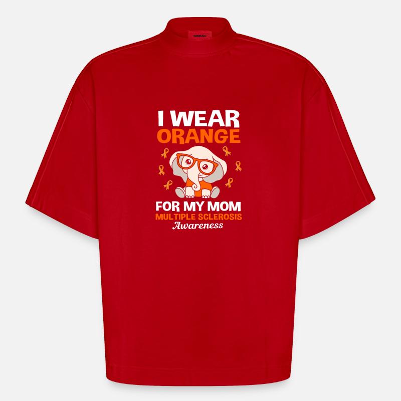 Multiple Sclerosis MS - Heavyweight Oversized Organic Boxy T-Shirt Made in EU - red