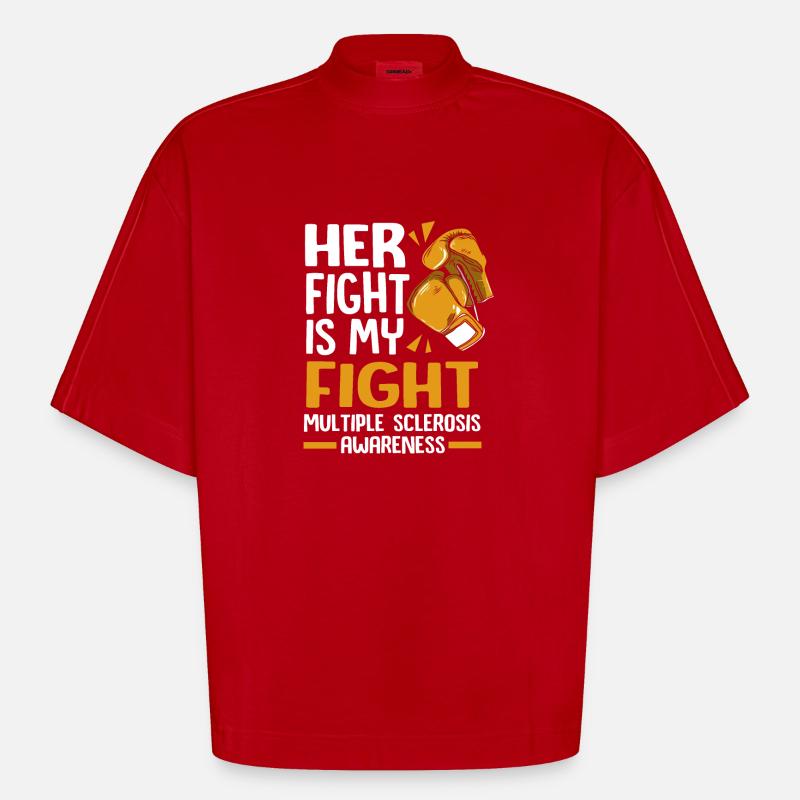 Multiple Sclerosis MS - Heavyweight Oversized Organic Boxy T-Shirt Made in EU - red