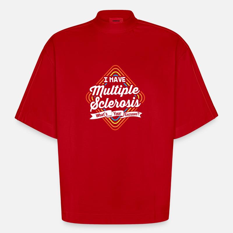 Multiple Sclerosis MS - Heavyweight Oversized Organic Boxy T-Shirt Made in EU - red