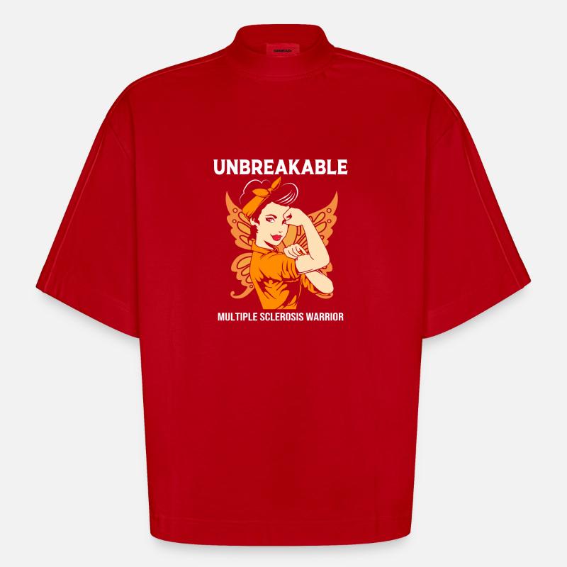 Multiple Sclerosis MS - Heavyweight Oversized Organic Boxy T-Shirt Made in EU - red