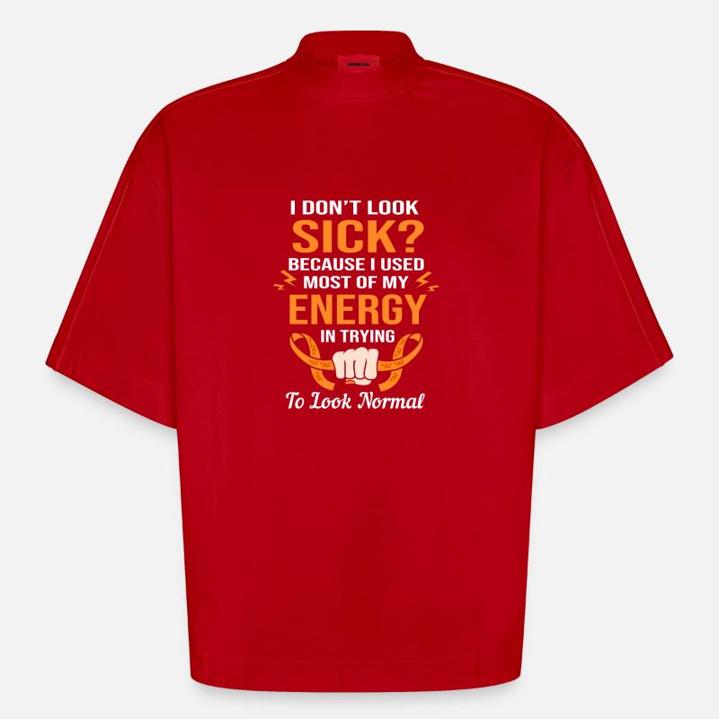 Multiple Sclerosis MS - Heavyweight Oversized Organic Boxy T-Shirt Made in EU - red
