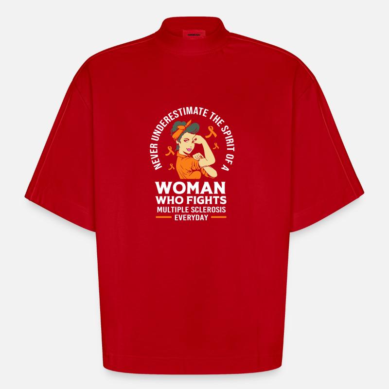 Multiple Sclerosis MS - Heavyweight Oversized Organic Boxy T-Shirt Made in EU - red