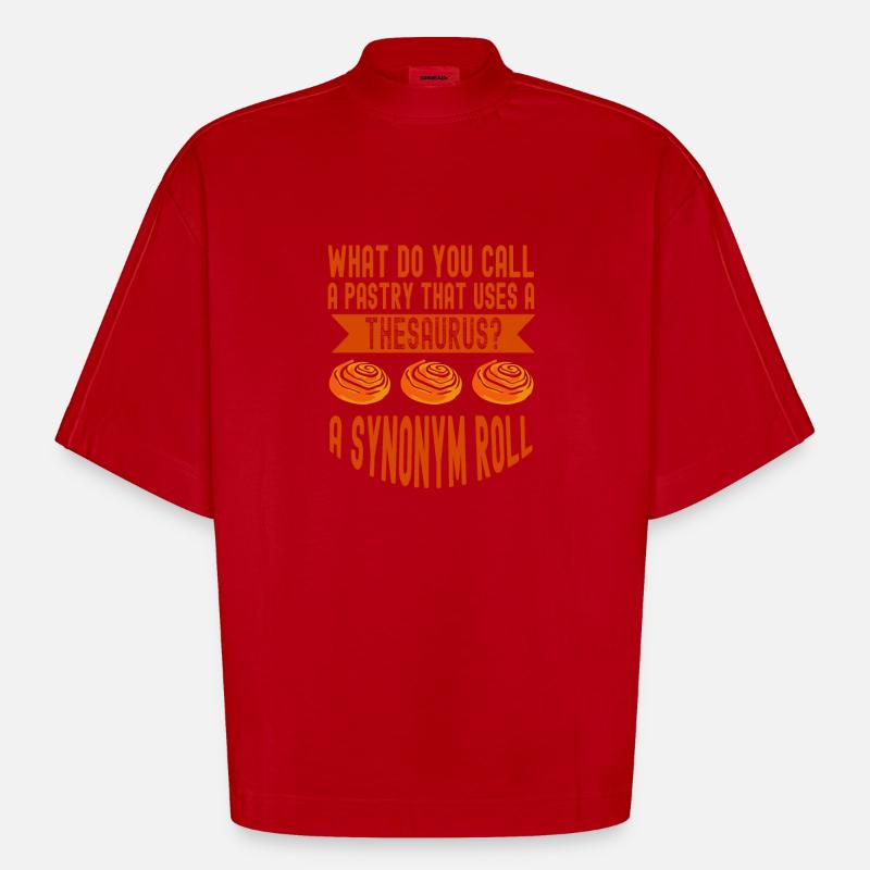 Bäcker Thesaurus Synonym Brötchen Backen - Heavyweight Oversized Organic Boxy T-Shirt Made in EU - Rot
