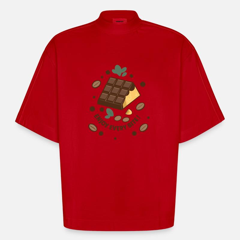 TAFELN SCHOKOLADE - Heavyweight Oversized Organic Boxy T-Shirt Made in EU - Rot