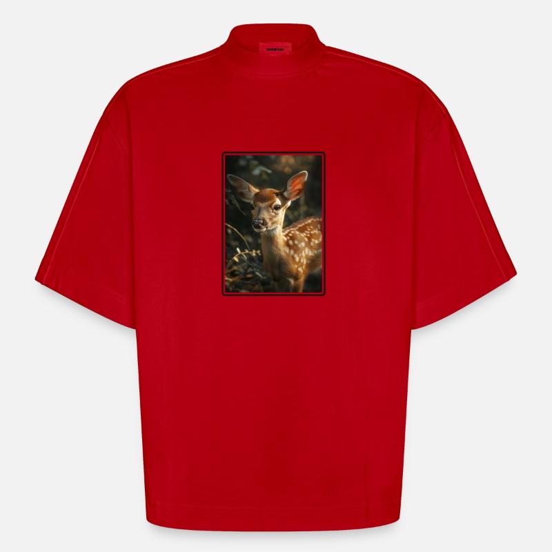 Hirsche Hirsch - Heavyweight Oversized Organic Boxy T-Shirt Made in EU - Rot