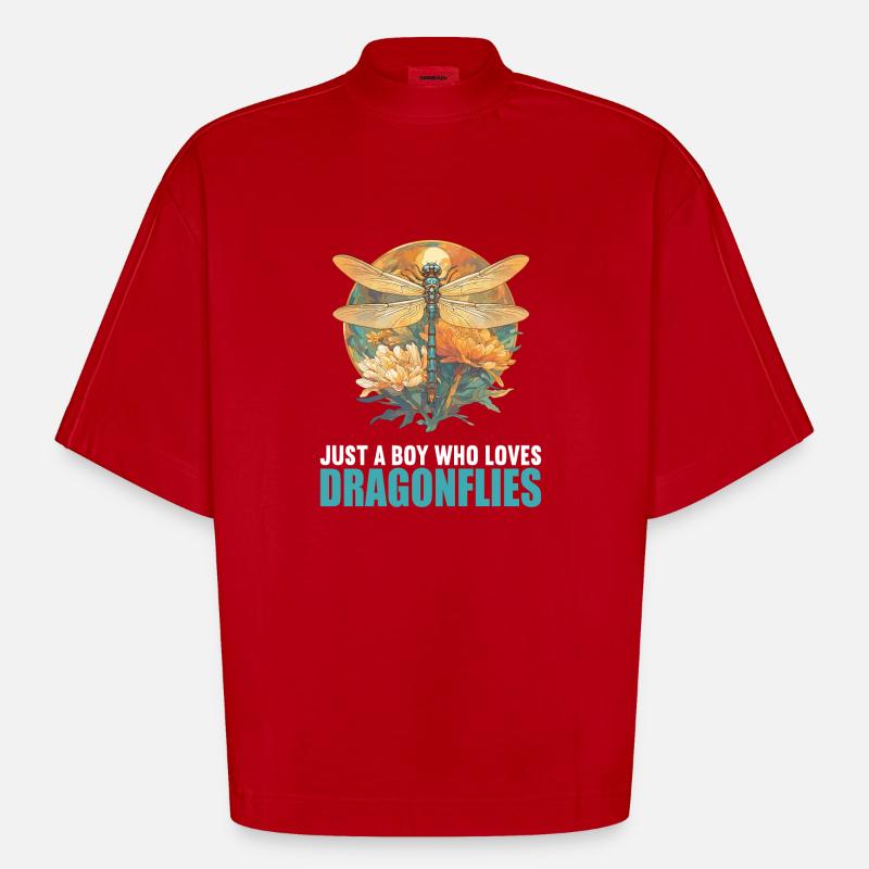 Libellules Libellule - T-shirt bio épais oversize Boxy fabriqué en UE - rouge