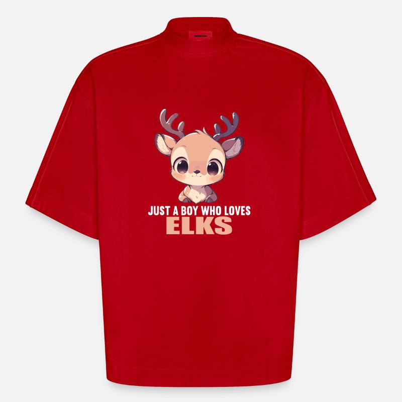 Elche Elch - Heavyweight Oversized Organic Boxy T-Shirt Made in EU - Rot