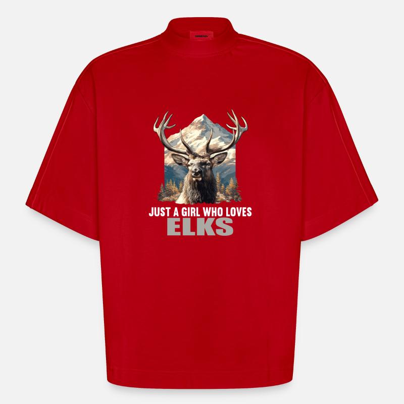 Elche Elch - Heavyweight Oversized Organic Boxy T-Shirt Made in EU - Rot