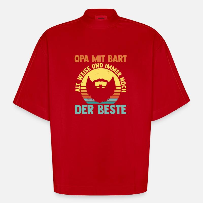 Opa Mit Bart - Heavyweight Oversized Organic Boxy T-Shirt Made in EU - Rot