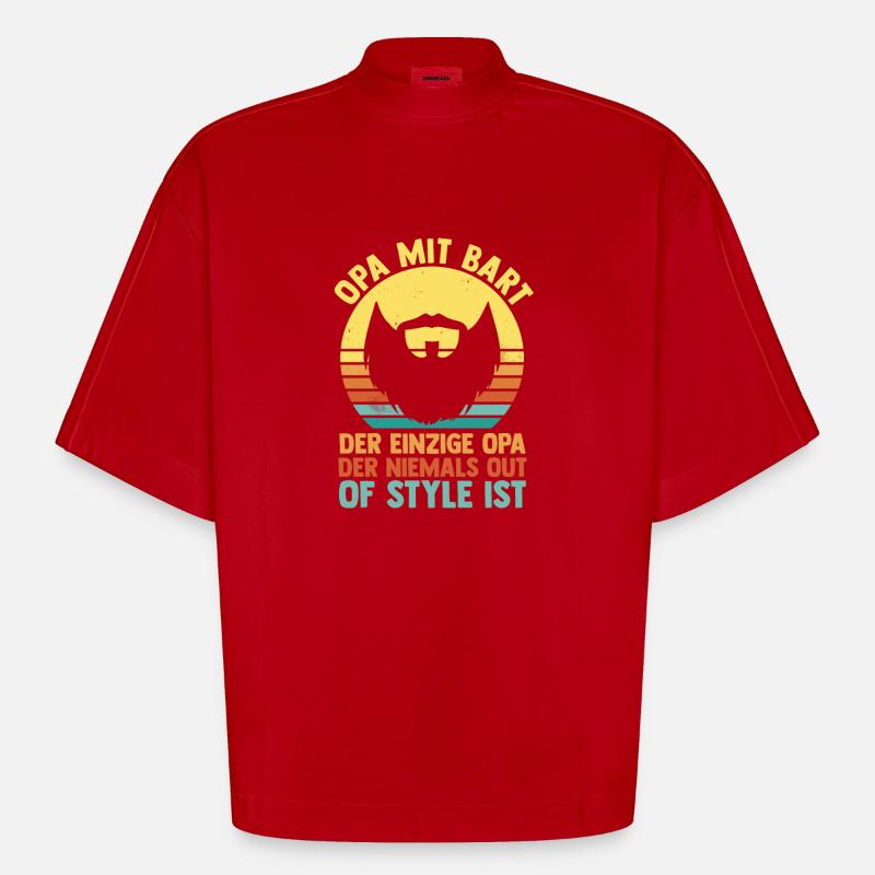 Papi avec une barbe - T-shirt bio épais oversize Boxy fabriqué en UE - rouge