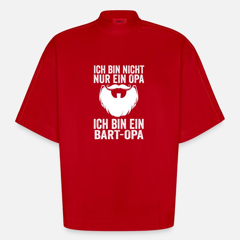 Papi avec une barbe - T-shirt bio épais oversize Boxy fabriqué en UE - rouge