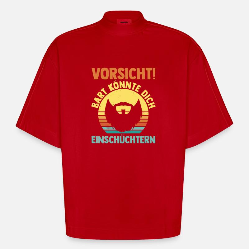 Bärtig Bartträger Bart - Heavyweight Oversized Organic Boxy T-Shirt Made in EU - Rot